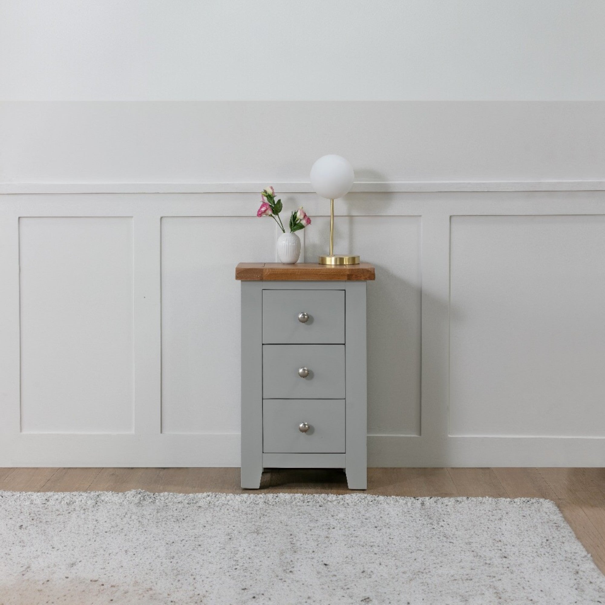Melbourne French Grey 3 Drawer Bedside