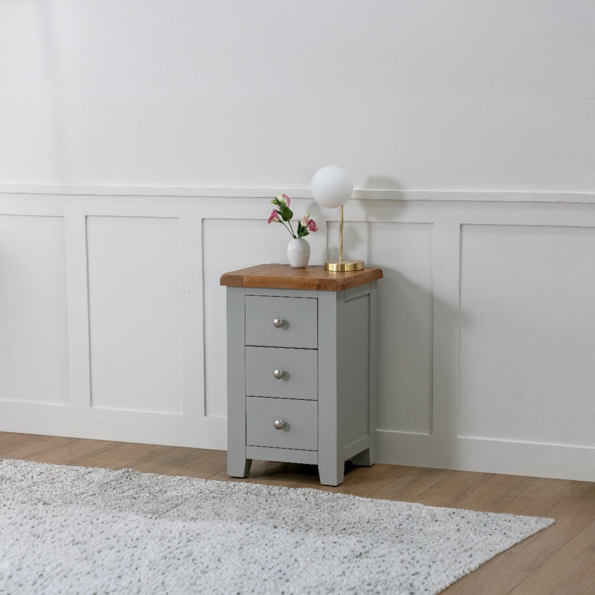 Melbourne French Grey 3 Drawer Bedside