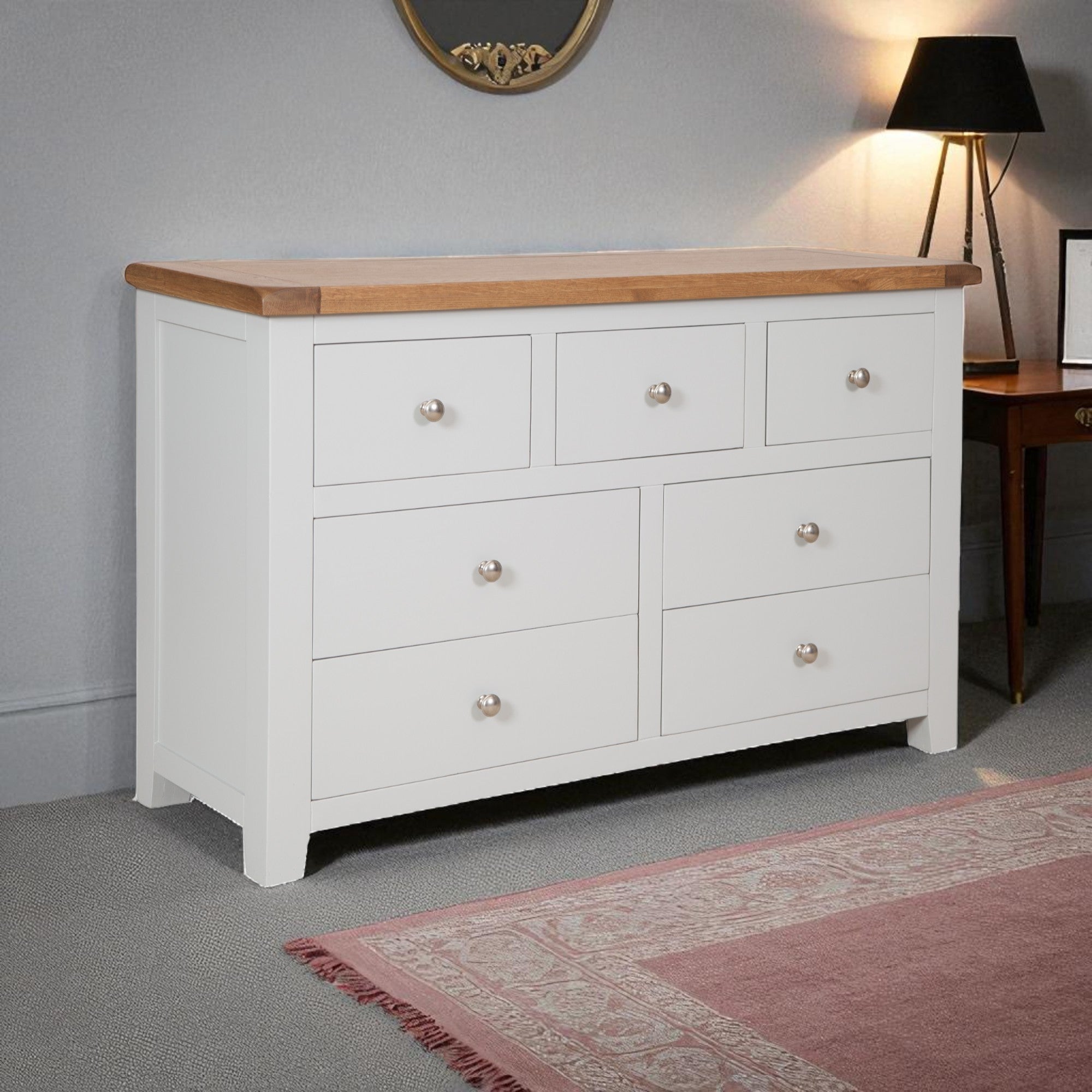 Melbourne French Grey 7 Drawer Wide Chest