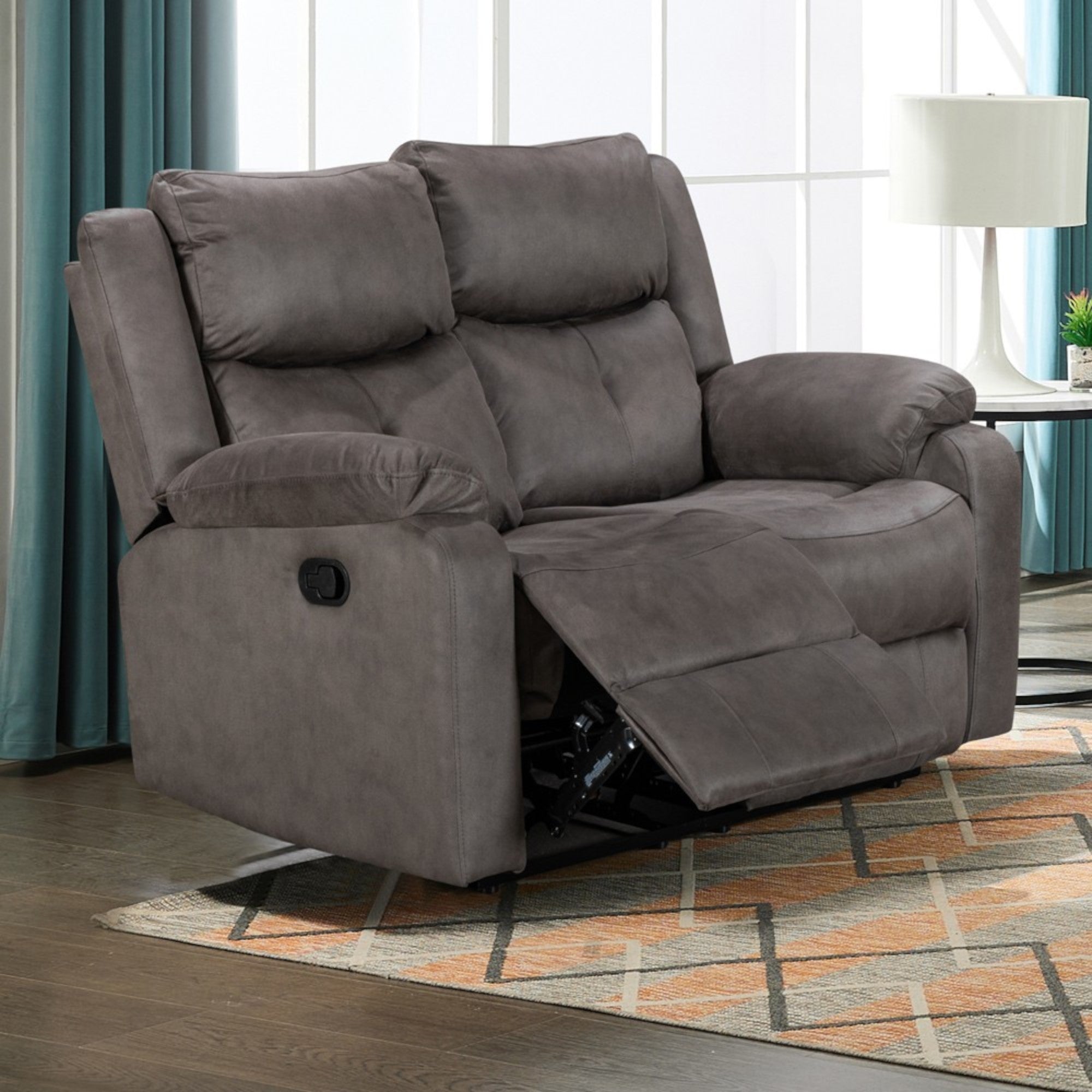 Rome 2 Seater Manual Recliner - Steel
