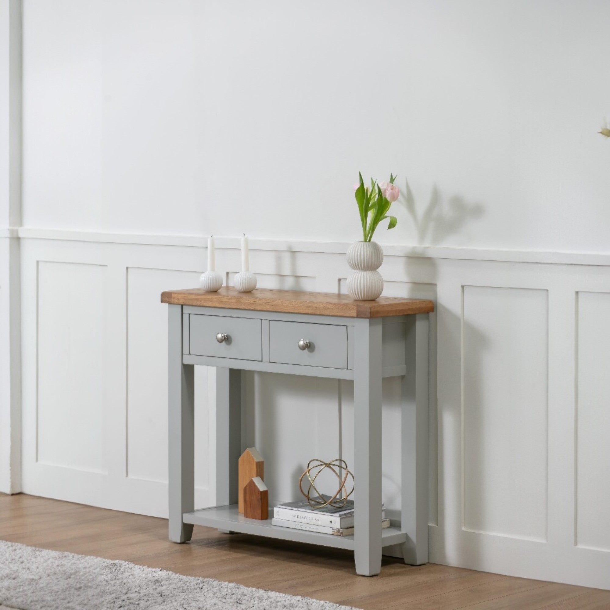 Melbourne French Grey 2 Drawer Console Table