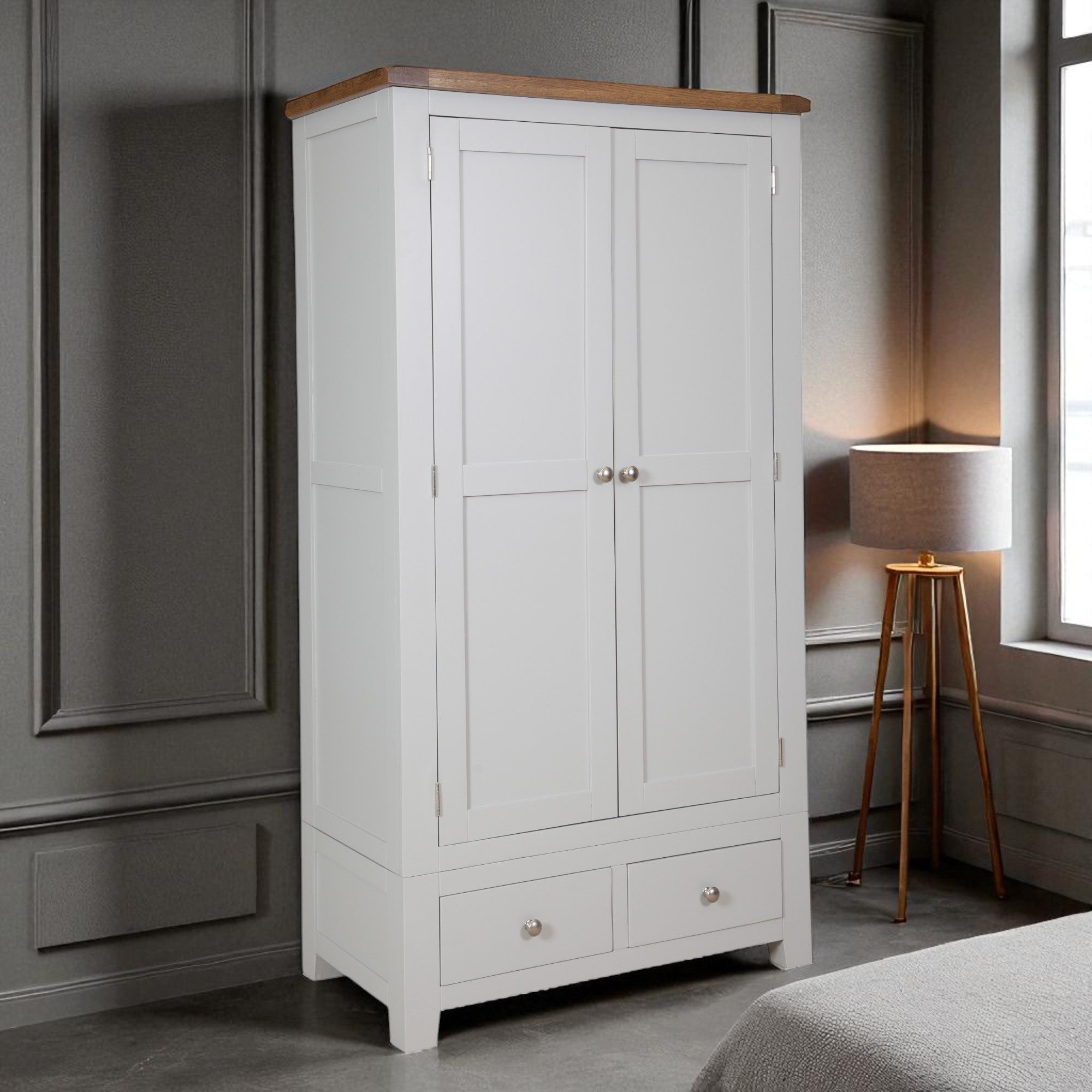 Melbourne French Grey 2 Door Wardrobe