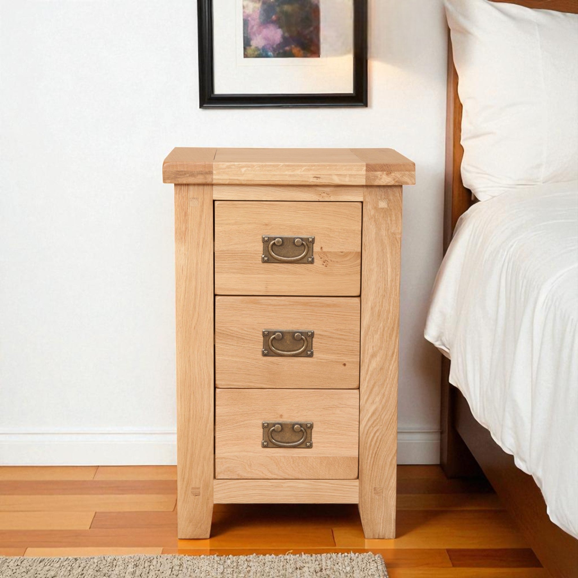 Melbourne Natural 3 Drawer Bedside