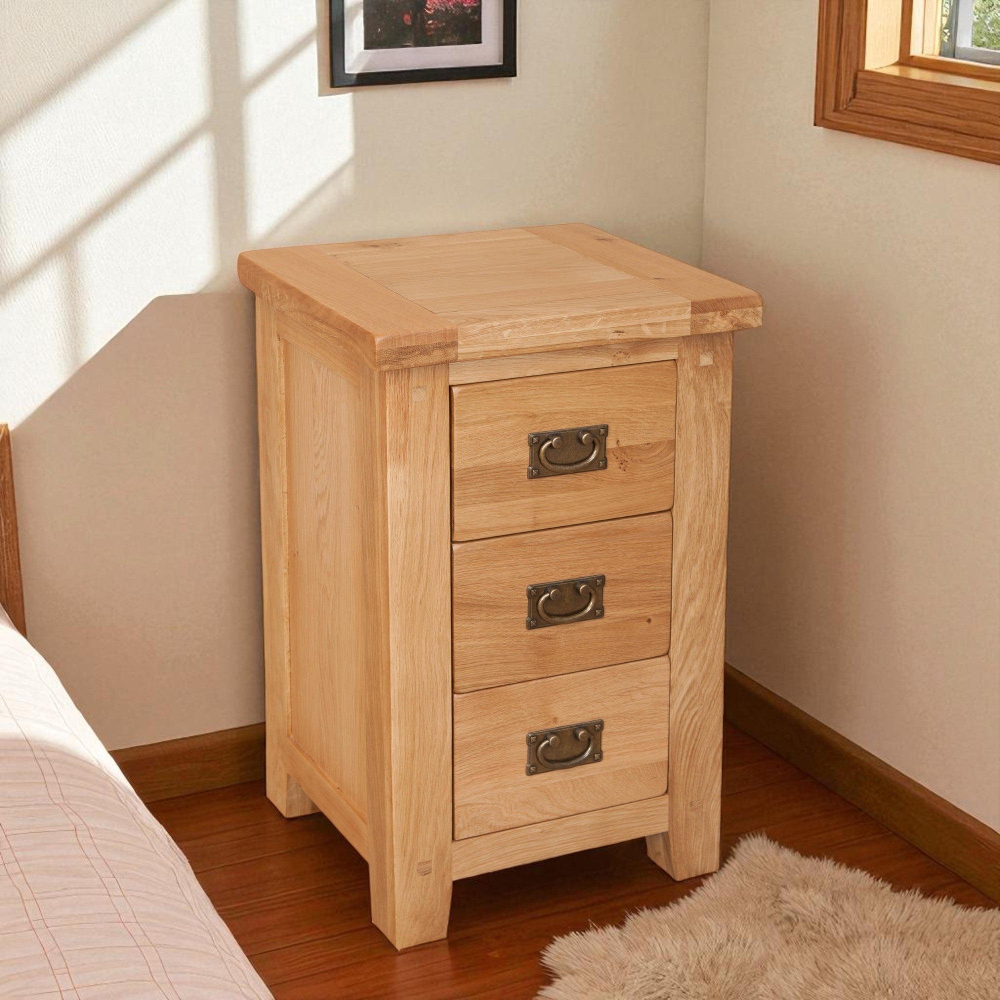 Melbourne Natural 3 Drawer Bedside