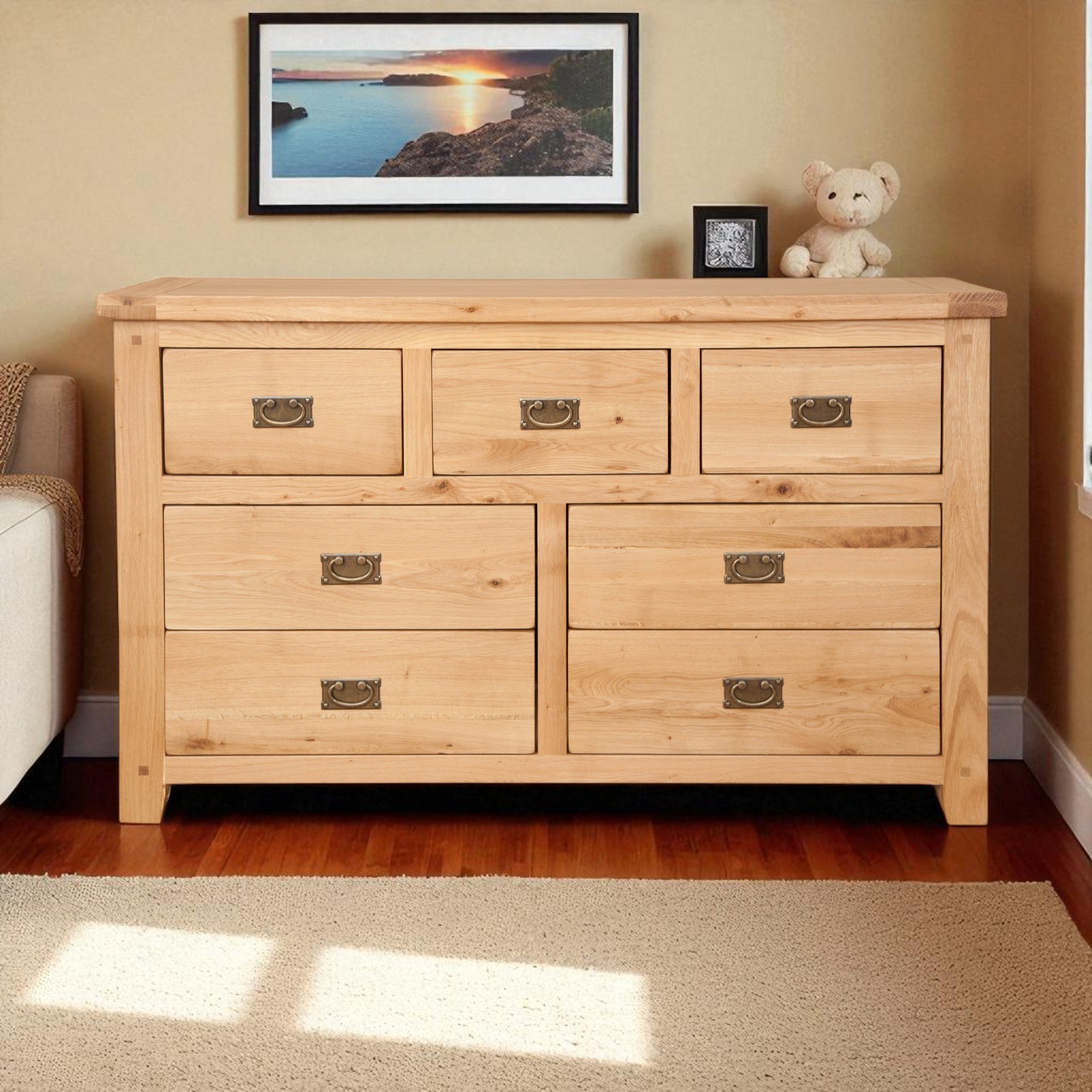 Melbourne Natural 7 Drawer Wide Chest