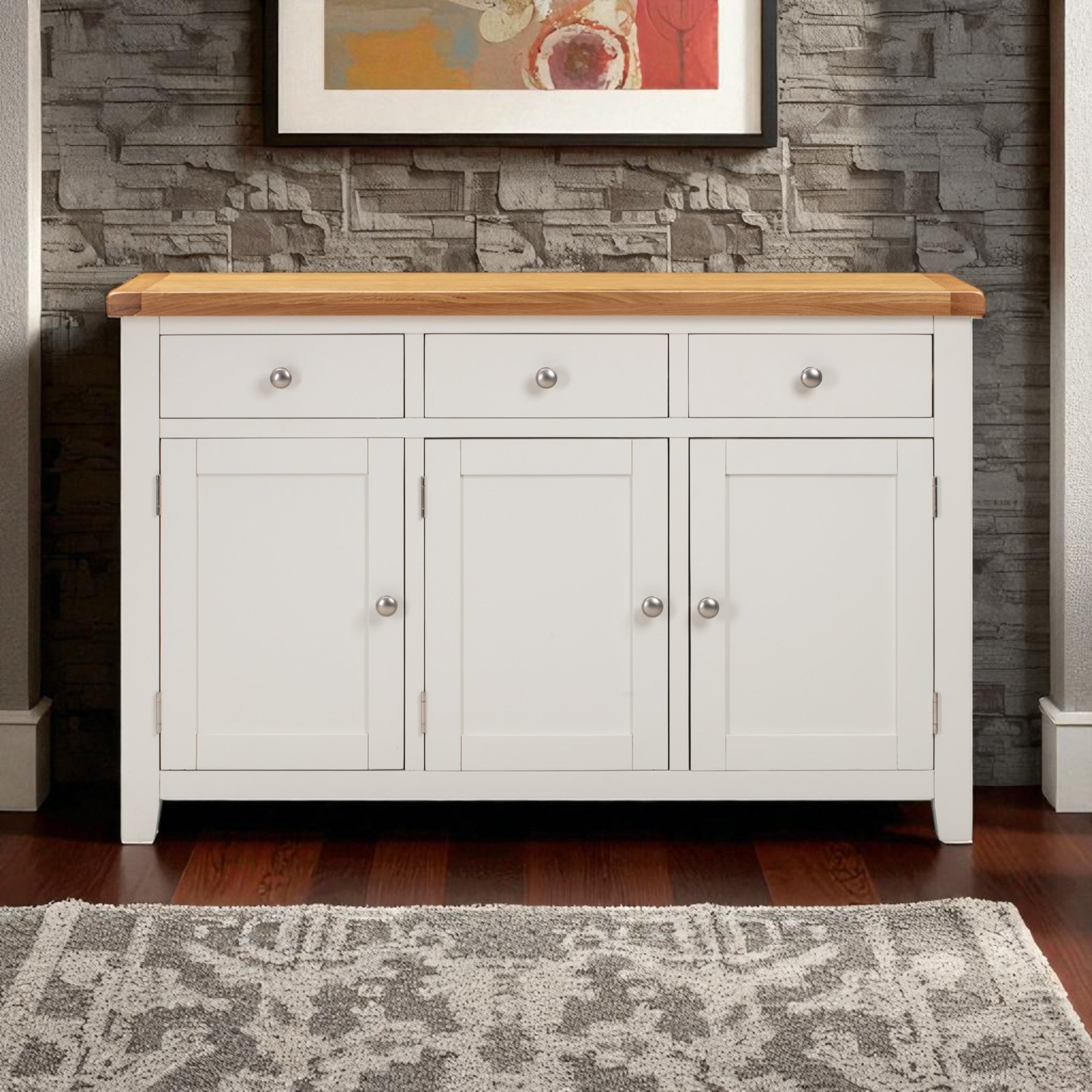 Melbourne White 3 Door Sideboard
