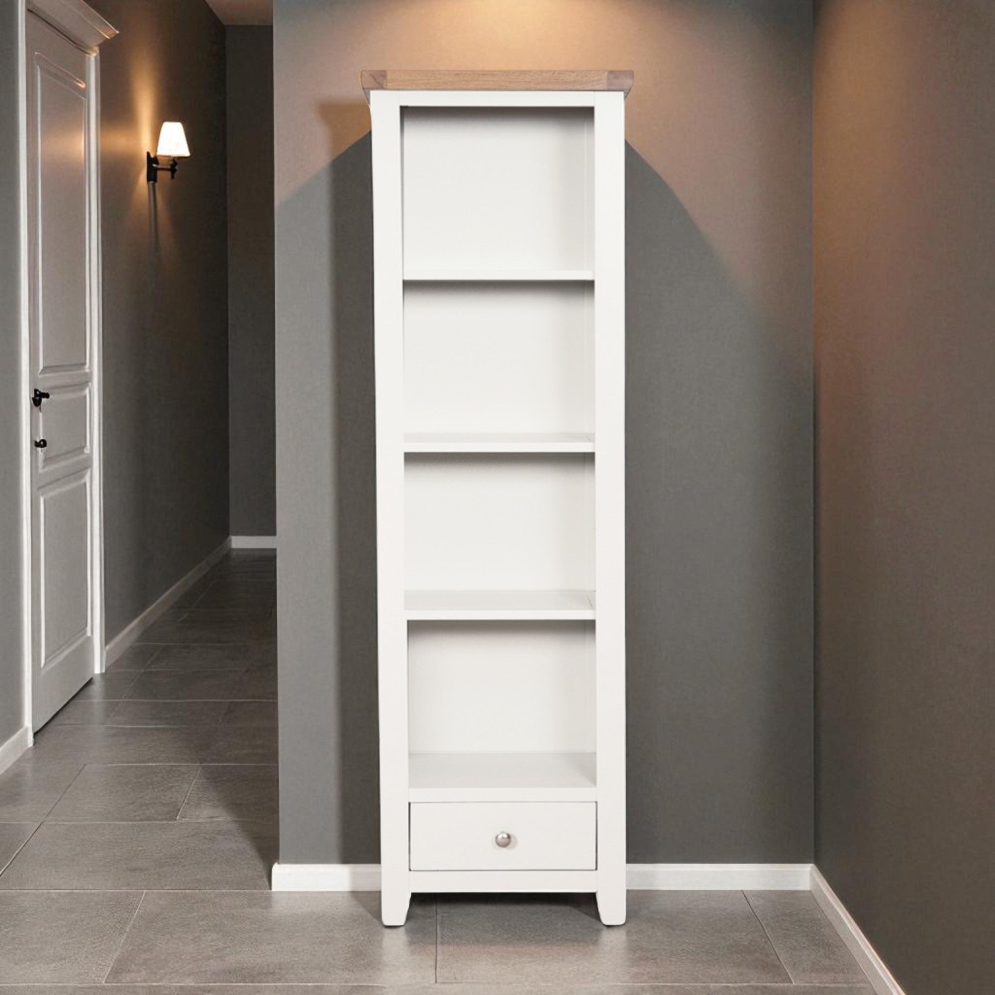 Melbourne White Slim Bookcase