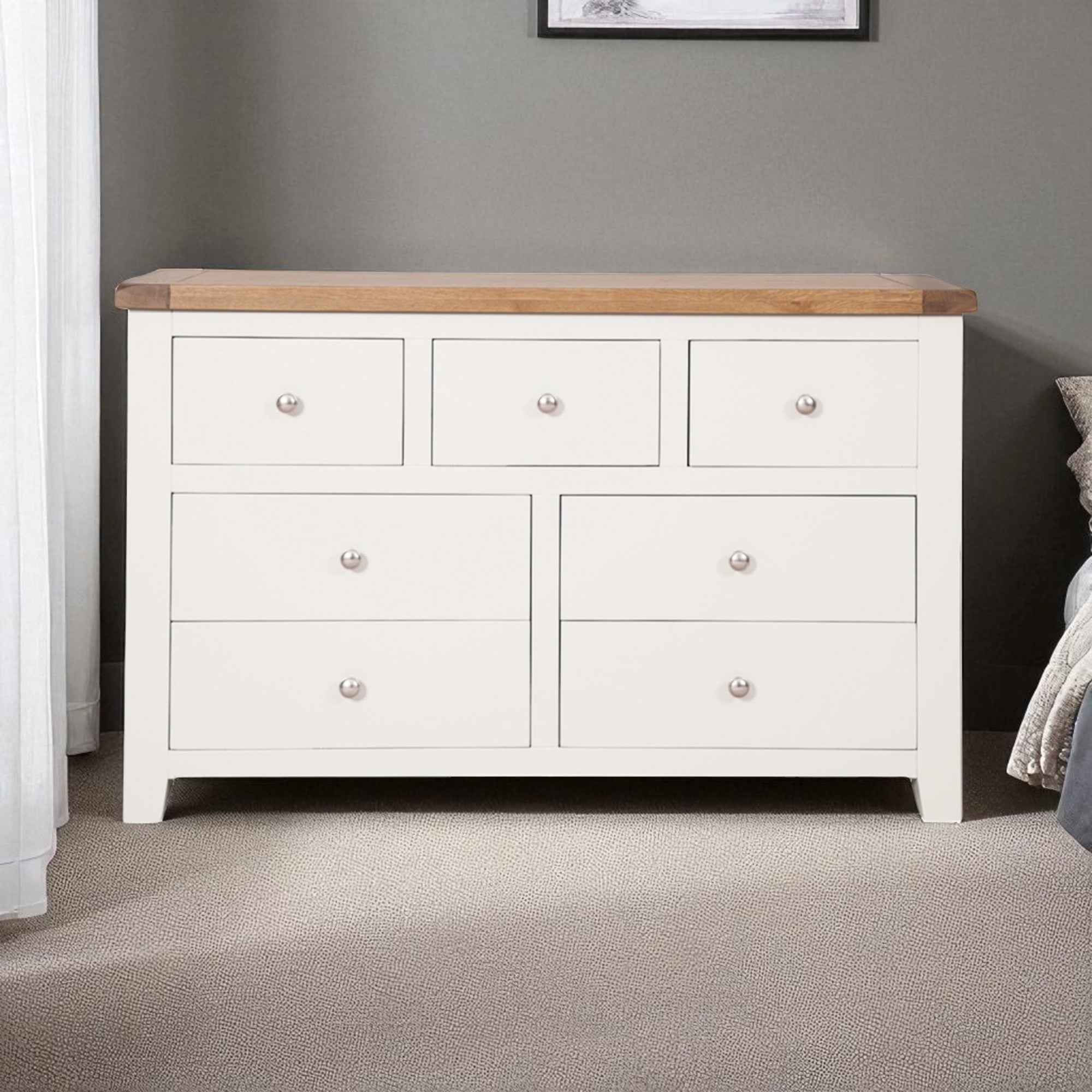 Melbourne White 7 Drawer Wide Chest