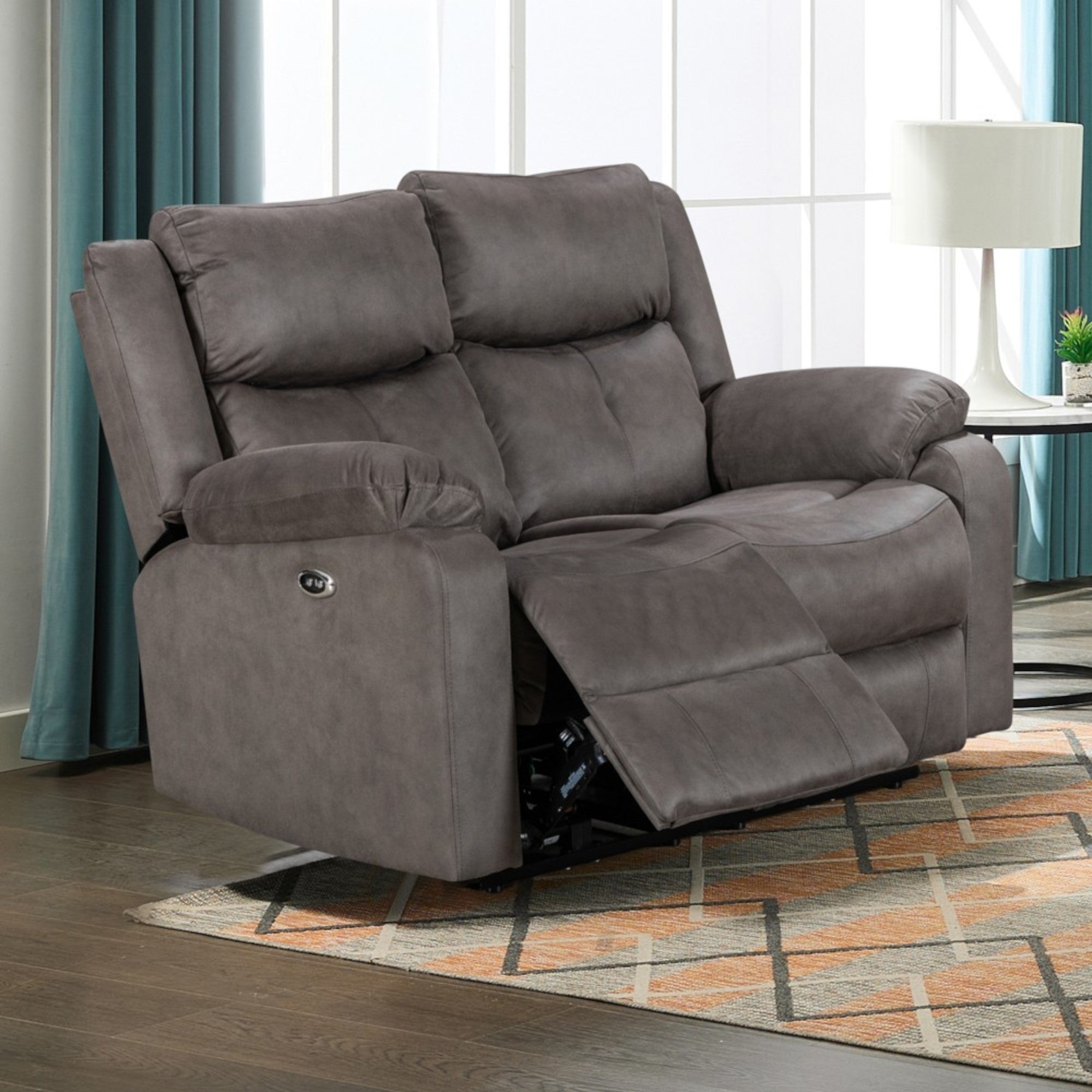 Rome 2 Seater Power Recliner - Steel
