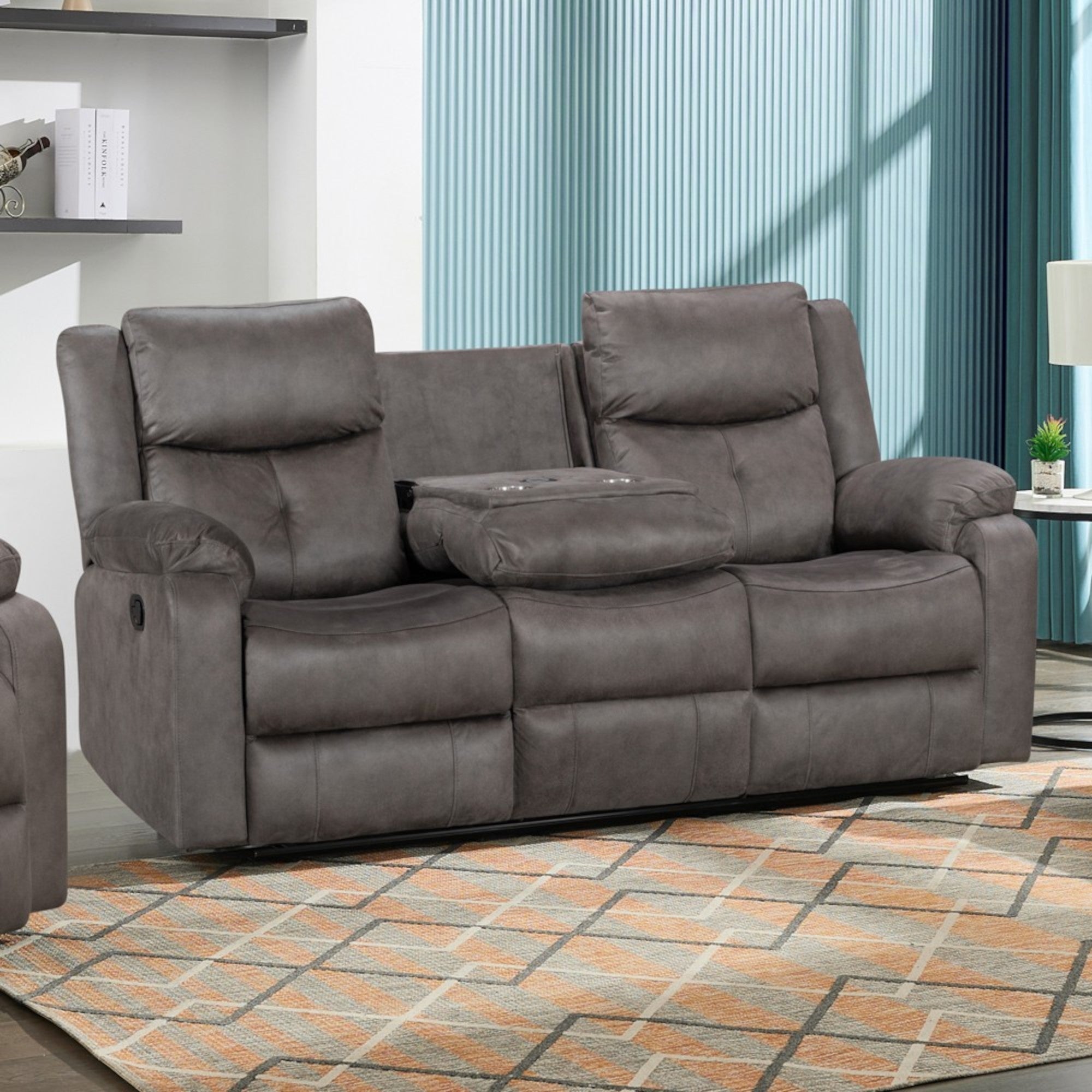 Rome 3 Seater Manual Recliner - Steel